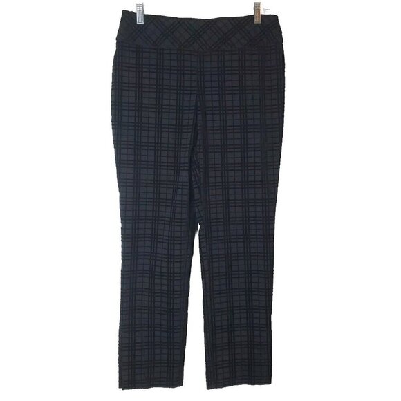 SOFT SURROUNDINGS‎ Pull On Pants Small Velvet Plaid Elspeth Straight Leg Black - Picture 1 of 12